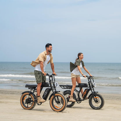 URLIFE 20" * 4 Electric Bikes for Adults, Electric Mountain Bike with 48V 15.6Ah Removable Battery, 80 miles Range per Charge, 7-Speed, LCD Display, All-Terrain E-MTB with Dual Suspension