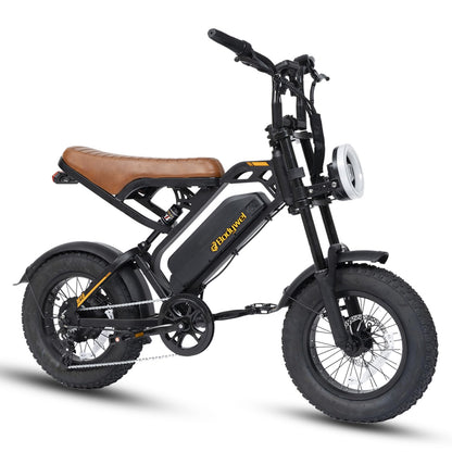 Bodywel M16 Fat Tire Electric Bike For Adult, 48V 13.5AH Removable Battery, 250W Brushless Motor, LCD Display, Dual Suspension, Disc Brakes, Headlight, Indicators for All Terrain