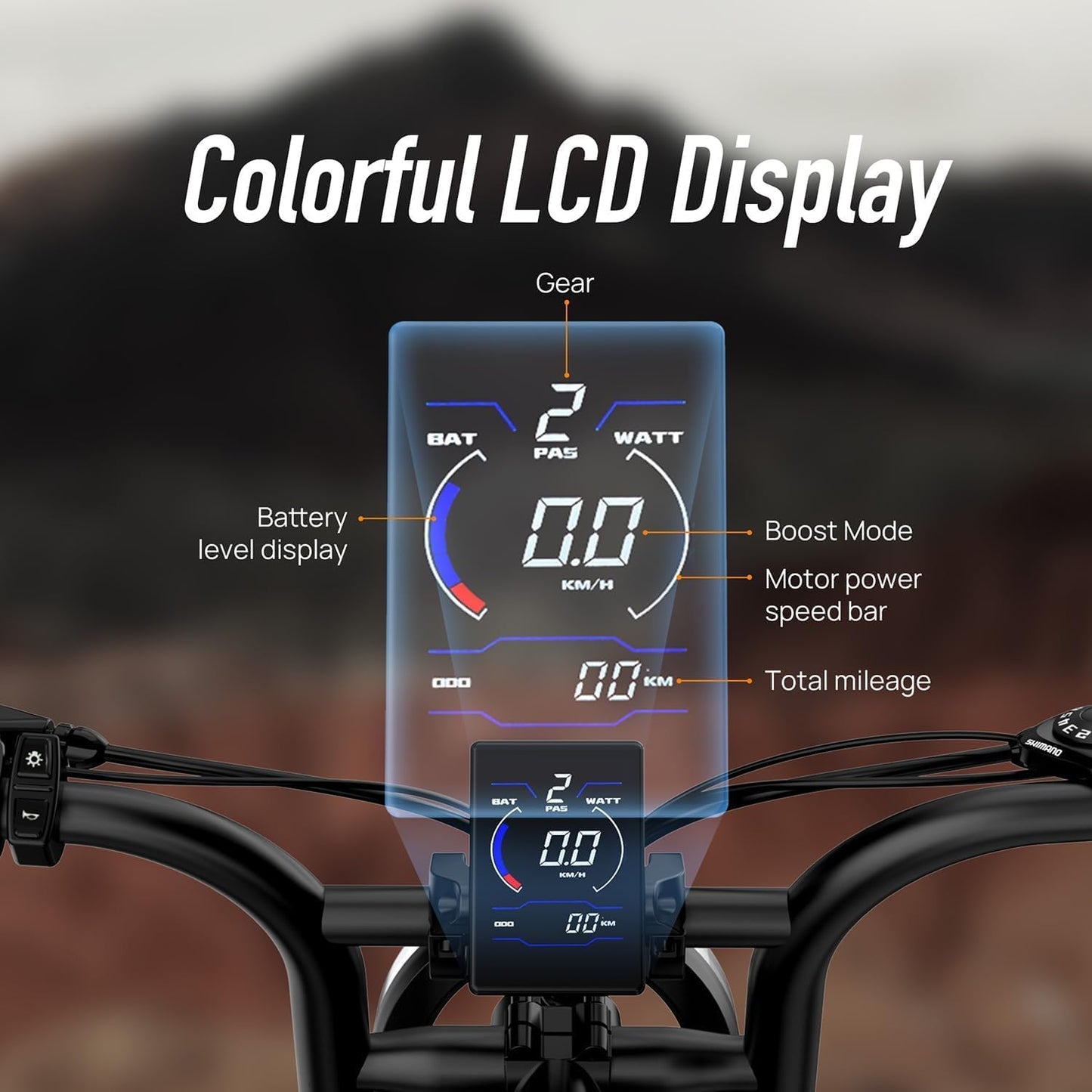 URLIFE 20" * 4 Electric Bikes for Adults, Electric Mountain Bike with 48V 15.6Ah Removable Battery, 80 miles Range per Charge, 7-Speed, LCD Display, All-Terrain E-MTB with Dual Suspension