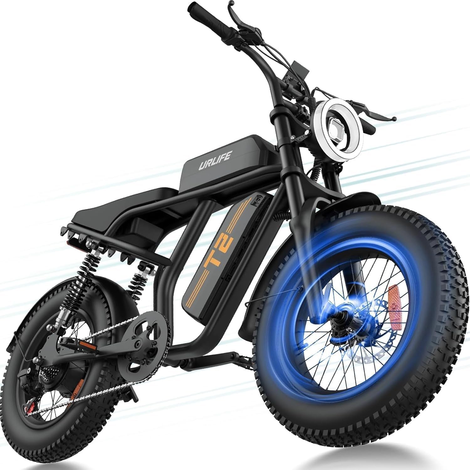 URLIFE 20" * 4 Electric Bikes for Adults, Electric Mountain Bike with 48V 15.6Ah Removable Battery, 80 miles Range per Charge, 7-Speed, LCD Display, All-Terrain E-MTB with Dual Suspension