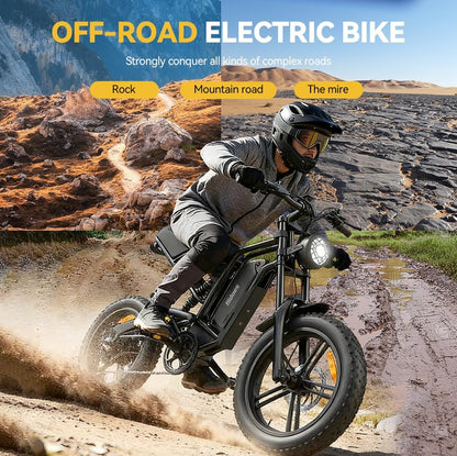 Kanpe 20" * 4" Electric Bikes for Adults,Hidoes B6 Road Bike Electric Mountain Bike with 48V 15.6Ah Removable Battery, 80KM Range,7-Speed,LCD Display,Fat Tyre E-bike with Dual Suspension