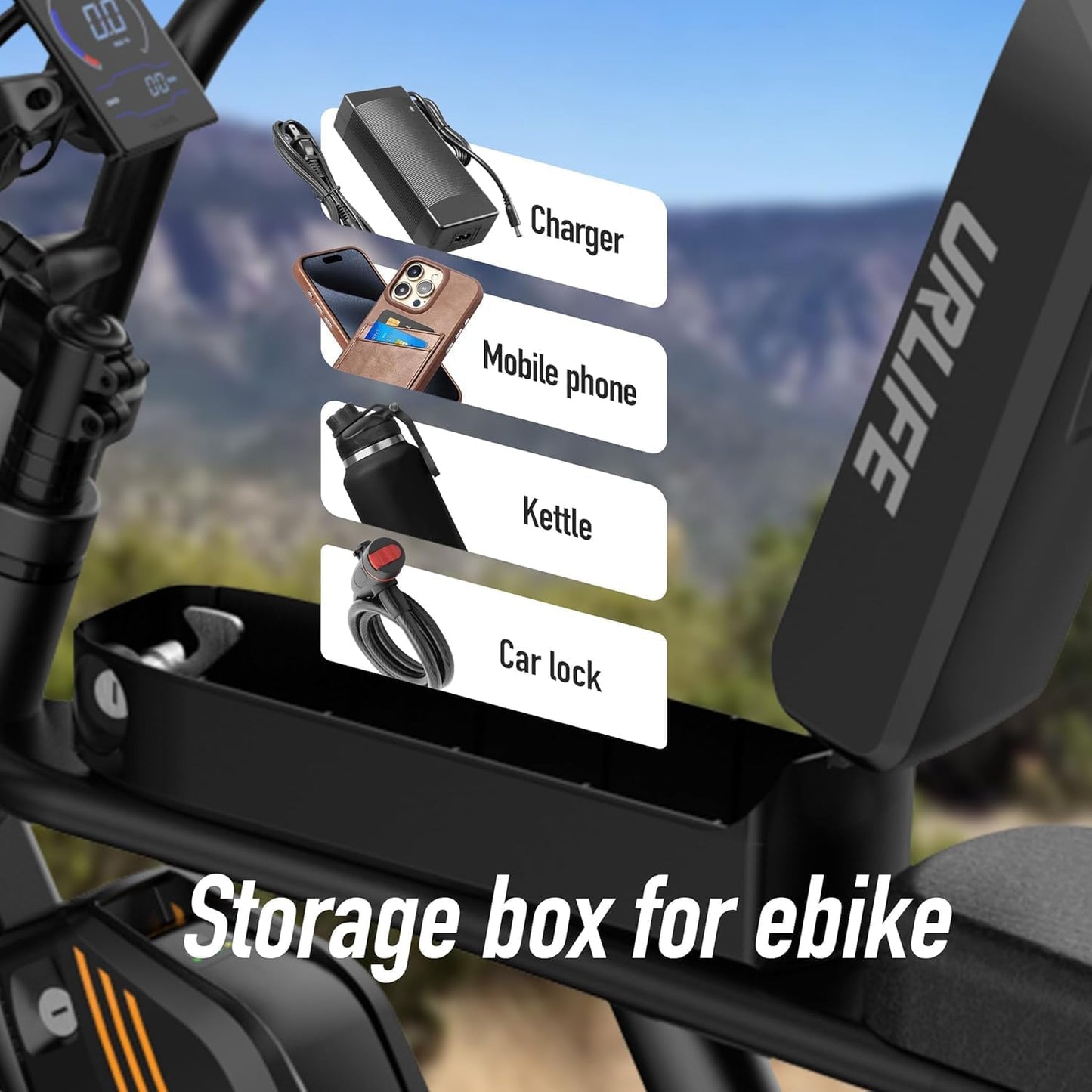 URLIFE 20" * 4 Electric Bikes for Adults, Electric Mountain Bike with 48V 15.6Ah Removable Battery, 80 miles Range per Charge, 7-Speed, LCD Display, All-Terrain E-MTB with Dual Suspension