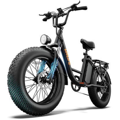 URLIFE 20" Electric Bike for Adults, Fat Tire Mountain Bike with Colorful LCD Display, Removable Battery, 7-Speed Derailleur Ebike Commute MTB