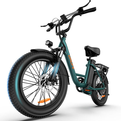 URLIFE 20" Electric Bike for Adults, Fat Tire Mountain Bike with Colorful LCD Display, Removable Battery, 7-Speed Derailleur Ebike Commute MTB
