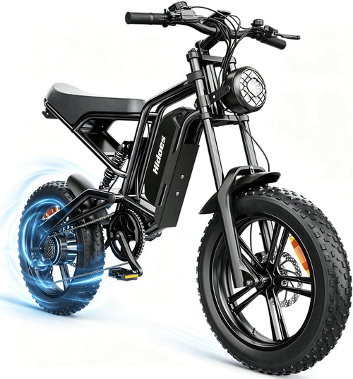 Kanpe 20" * 4" Electric Bikes for Adults,Hidoes B6 Road Bike Electric Mountain Bike with 48V 15.6Ah Removable Battery, 80KM Range,7-Speed,LCD Display,Fat Tyre E-bike with Dual Suspension